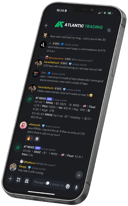 iphone displaying Atlantic Tradings active community via a conversation in a chatroom